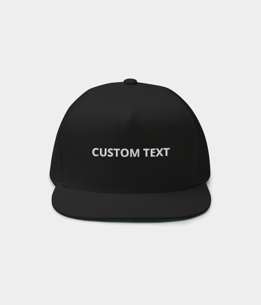 CUSTOM FLAT BILL CAP.