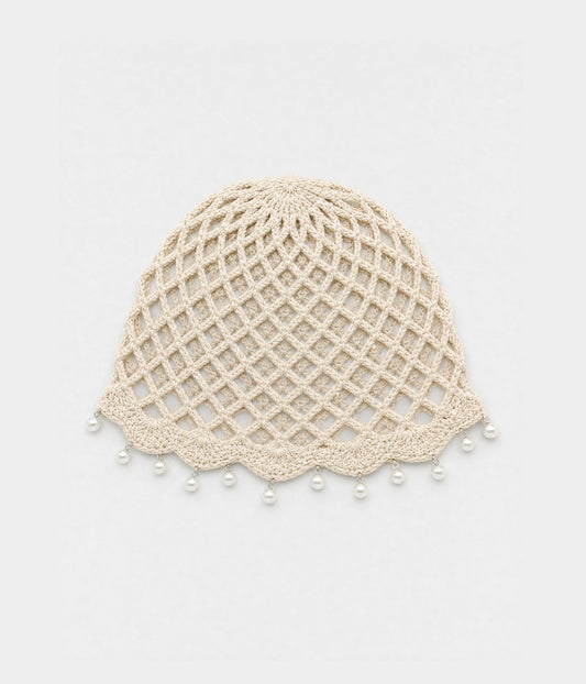PEARL CROCHET CAP.