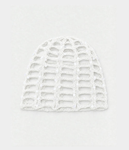 SEQUIN CROCHET CAP.