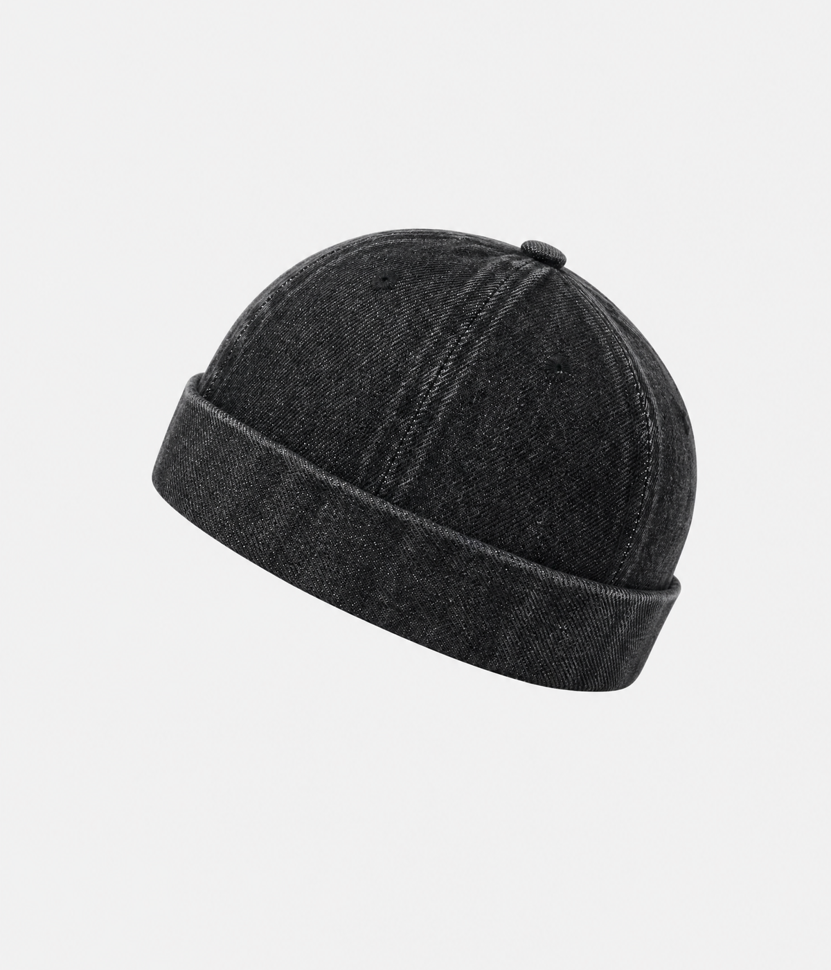 WASHED DENIM FISHERMAN BEANIE.