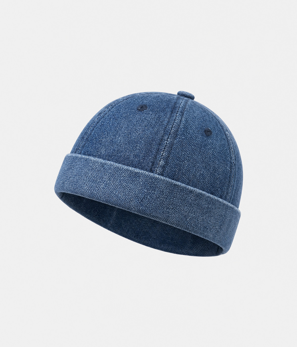 WASHED DENIM FISHERMAN BEANIE.