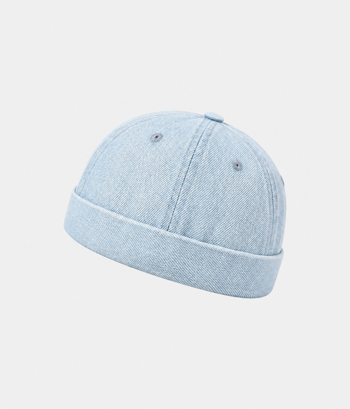 WASHED DENIM FISHERMAN BEANIE.